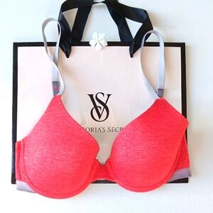 Victoria's Secret Red Bra Uplift Semi Demi Size32C